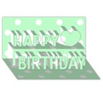 Polka Dots - White on Mint Green Happy Birthday 3D Greeting Card (8x4)