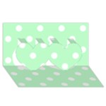Polka Dots - White on Mint Green Twin Hearts 3D Greeting Card (8x4)