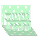 Polka Dots - White on Mint Green THANK YOU 3D Greeting Card (7x5)