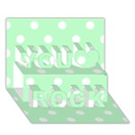 Polka Dots - White on Mint Green You Rock 3D Greeting Card (7x5)