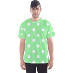 Polka Dots - White on Light Green Men s Sport Mesh Tee