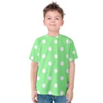 Polka Dots - White on Light Green Kid s Cotton Tee