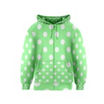 Polka Dots - White on Light Green Kid s Zipper Hoodie