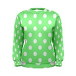 Polka Dots - White on Light Green Women s Sweatshirt