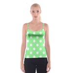 Polka Dots - White on Light Green Spaghetti Strap Top