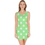 Polka Dots - White on Light Green Bodycon Dress