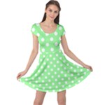 Polka Dots - White on Light Green Cap Sleeve Dress