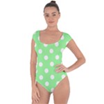 Polka Dots - White on Light Green Short Sleeve Leotard (Ladies)
