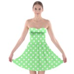 Polka Dots - White on Light Green Strapless Bra Top Dress