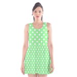 Polka Dots - White on Light Green Scoop Neck Skater Dress