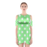 Polka Dots - White on Light Green Women s Cutout Shoulder Dress