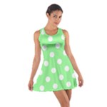 Polka Dots - White on Light Green Cotton Racerback Dress