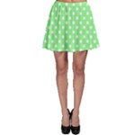 Polka Dots - White on Light Green Skater Skirt