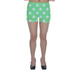 Polka Dots - White on Light Green Skinny Shorts