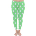 Polka Dots - White on Light Green Winter Leggings