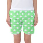 Polka Dots - White on Light Green Women s Basketball Shorts