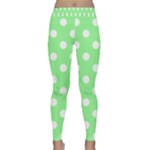 Polka Dots - White on Light Green Yoga Leggings