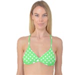 Polka Dots - White on Light Green Reversible Tri Bikini Top