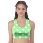 Polka Dots - White on Light Green Women s Sports Bra
