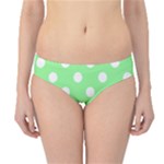 Polka Dots - White on Light Green Hipster Bikini Bottoms