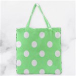 Polka Dots - White on Light Green Grocery Tote Bag