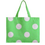 Polka Dots - White on Light Green Zipper Mini Tote Bag