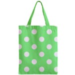 Polka Dots - White on Light Green Zipper Classic Tote Bag