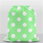 Polka Dots - White on Light Green Drawstring Bag (Small)