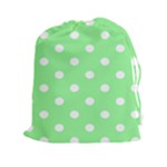 Polka Dots - White on Light Green Drawstring Pouch (XXl)