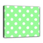 Polka Dots - White on Light Green Deluxe Canvas 24  x 20  (Stretched)