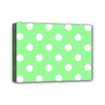Polka Dots - White on Light Green Mini Canvas 7  x 5  (Stretched)