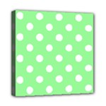 Polka Dots - White on Light Green Mini Canvas 8  x 8  (Stretched)