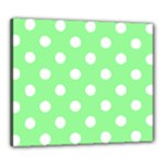 Polka Dots - White on Light Green Canvas 24  x 20  (Stretched)
