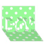 Polka Dots - White on Light Green BOY 3D Greeting Card (7x5)
