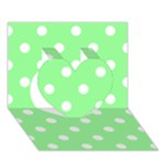 Polka Dots - White on Light Green Heart 3D Greeting Card (7x5)