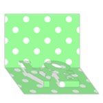 Polka Dots - White on Light Green LOVE Bottom 3D Greeting Card (7x5)
