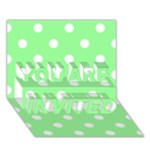 Polka Dots - White on Light Green YOU ARE INVITED 3D Greeting Card (7x5)
