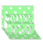 Polka Dots - White on Light Green THANK YOU 3D Greeting Card (7x5)