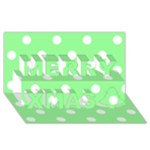 Polka Dots - White on Light Green Merry Xmas 3D Greeting Card (8x4)