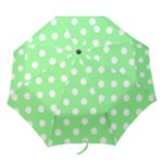 Polka Dots - White on Light Green Folding Umbrella