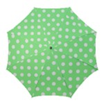 Polka Dots - White on Light Green Golf Umbrella