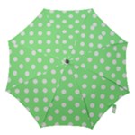Polka Dots - White on Light Green Hook Handle Umbrella (Medium)