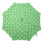 Polka Dots - White on Light Green Hook Handle Umbrella (Large)