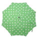 Polka Dots - White on Light Green Hook Handle Umbrella (Small)
