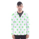 Polka Dots - Light Green on White Hooded Wind Breaker (Men)