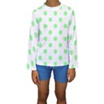 Polka Dots - Light Green on White Kid s Long Sleeve Swimwear