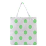 Polka Dots - Light Green on White Grocery Tote Bag
