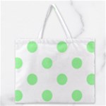 Polka Dots - Light Green on White Zipper Large Tote Bag