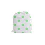 Polka Dots - Light Green on White Drawstring Pouch (S)