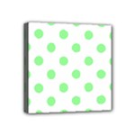 Polka Dots - Light Green on White Mini Canvas 4  x 4  (Stretched)